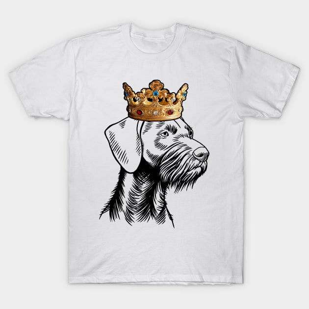 German Wirehaired Pointer Dog King Queen Wearing Crown T-Shirt by millersye